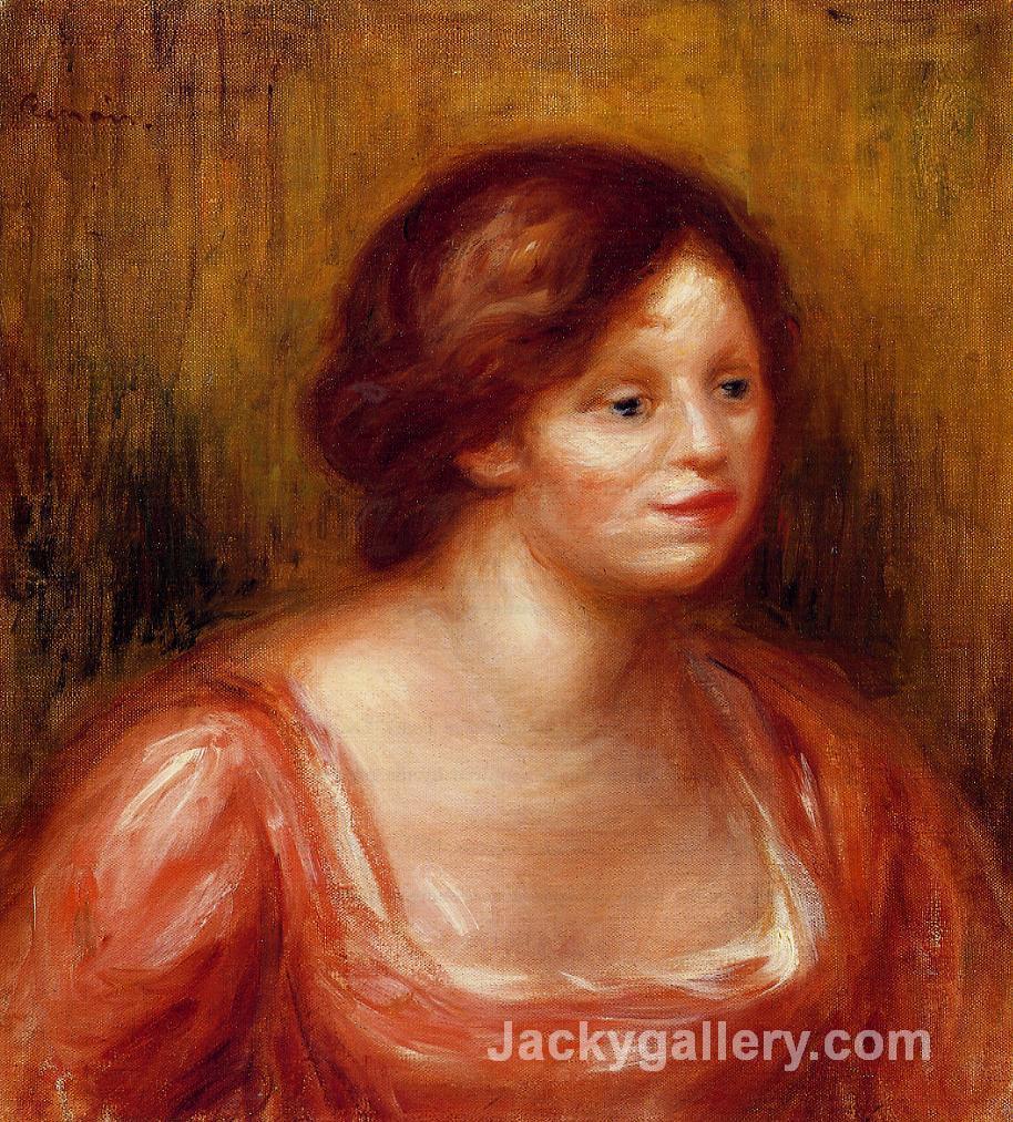 Bust of a Woman in a Red Blouse by Pierre Auguste Renoir paintings reproduction